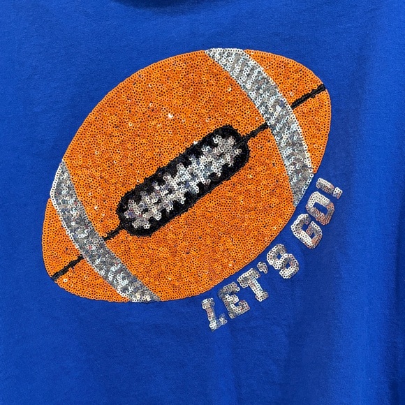 Peach Love Blue Tee with Orange Football Graphic - Picture 3 of 4